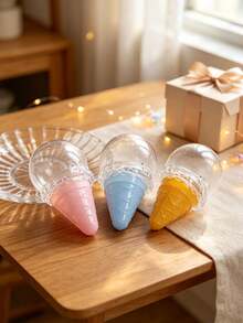 10pcs/5pcs/1pc Ice Cream Cone Shaped Plastic Candy Box - Transparent Ice Cream Cone Design Candy Container, Perfect For Candy And Snack Packaging And Holiday Party Gift Decoration, Suitable For Weddings, Birthday Parties, Theme Parties, Graduation Celebrations, Back To School Parties, Bachelor/Bachelorette Parties, Housewarming, Anniversaries, Bridal Showers, Etc. - One Size Fits All - View 7