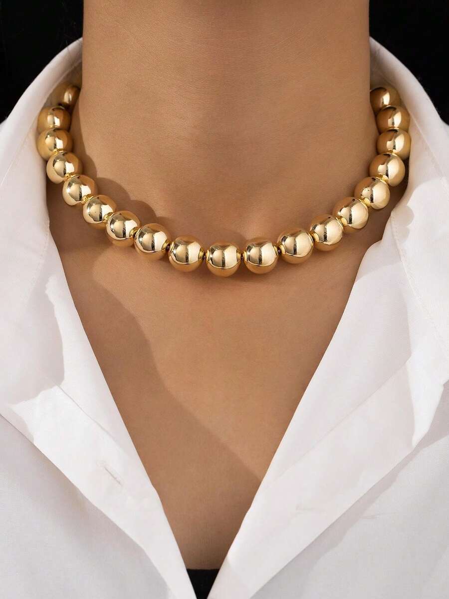 1 pieza Collar de cuentas negro sencillo y versátil de moda - Negro - Ver 1
