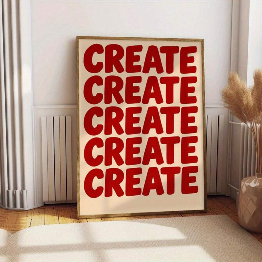 1pc Vertical Minimalist Motivational Unframed Poster With Bold "REPEATED WORD" Phrase - Neutral Aesthetic Canvas Print Suitable For Room, Bedroom, - Modern Ink, Frameless Vertical Decor,