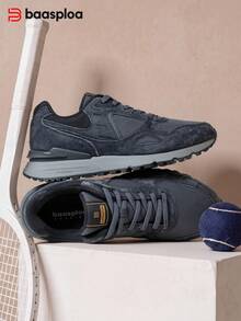 baasploa Men's Retro Casual Sports Shoes, Breathable Or Warm Styles Available, Comfortable And Non-Slip, Suitable For Daily Commute And Outdoor Walking - Dark Grey - View 9