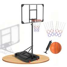 Basketballkorb höhenverstellbar 150–260 cm, Basketballständer mit Rollen für Garten Outdoor - Schwarz - Übersicht 12