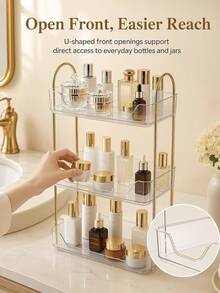 1 buah Rak Penyimpanan Kamar Mandi Bertingkat, Organizer Kosmetik Plastik Gaya Nordik, Rak Kamar Tidur Mewah, Tempat Parfum dan Makeup Meja Rias, Finishing Emas Elegan - MultiWarna - View 4