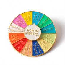 1pc Novelty Colorful Rotating Wheel Brooch Pin, Movable Letter Spinner, Multi-Color Selection, Fun Game Brooch, Gift - Multicolor - View 7