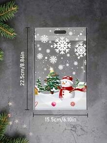 100pcs New Christmas Gift Tote Bags, 100/50/1pc Self-Standing Bags With Festive Snowflake And Tree Pattern Design, Perfect For Parties, New Year Celebrations, Holiday Party Favors, Kitchen Storage, Party Giveaways And Christmas Use - Multicolor - View 6