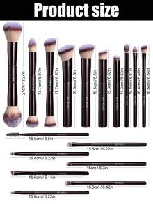 BS-MALL 17pcs Dual-Ended Coffee Color Makeup Brush Set, Full Face Makeup Brush Set, Seamless Application, No Prickly Feel, No Shedding, High Cost-Performance, Gift For Girlfriend - Coffee Brown - View 6