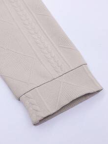 Men's Long Sleeve Polo Shirt Casual Versatile Textured Jacquard Long Sleeve T-Shirt - Apricot - View 8