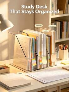 1/2pcs Transparent Desktop Bookshelf, Desktop Storage Rack, Thickened Acrylic File Storage Rack, Office Desktop Organizer, Student Stationery Rack, Book Stand Storage Box, Daily Use, Home Storage And Organization, School Supplies, Desktop Accessories, Room Decor - Multicolor - View 8