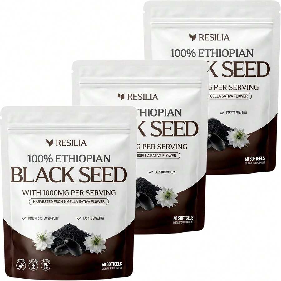 High Demand!Resilia Black Seed Softgels, 1000 Mg Per Serving - Premium Black Seed Oil Supplement - Digestive And Immune Support Formula - Easy-To-Swallow Softgels, 120 Count (2 Boxes).Women Daily Nutrient Support - 50ml - View 1