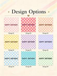 Customizable Name Plaid Happy Birthday Backdrop, Personalized Multi-Color Bohemian Style Birthday Wall Decor, Indoor/Outdoor Use, Birthday Party Cake Smash Background Decoration Photography Banner, Polyester Material - Type B - View 2