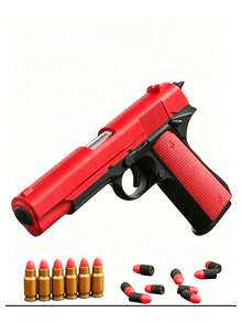 1911 Manual Ejection Toy Gun, 10 Soft Bullets, 8 Cartridges, 1 Shooting Practice Game, Handgun Model, Birthday Gift (This Product Has Two Options: With Text And Without Text, Randomly Sent, Some Accessory Colors Are Randomly Sent, Manual Measurement May Cause Deviation) - Multicolor - View 1
