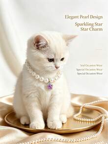 1pc Classic White Pet Necklace Cat Dog Accessory, Balloon Dog Pendant, Fashion Dog Collar, Wedding Dog Necklace, Any Color Combination, Essential For Travel - White - View 1