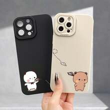 Phone Case: Sweet Bubu Pattern UV Printing Angel Eyes Soft Phone Case Phone Shell Matte Phone Cover 360 Degree Full Protection For IPhone 11 12 13 14 Pro Max 15 XR X/ XS 7 8 Plus SE  For Smartphone - 黑色 - 查看 3