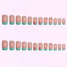 Random 24pcs Y2K Short Square Painted French Press-On Nails, 3D Gel Flower, Ladybug, Polka Dot & Pearl Design, Spring Nail Art, Summer Nail Art, Easy To Wear Acrylic False Nail Set, Suitable For Girls Daily & Party Use - Multicolor - View 9
