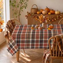 1pc Autumn Plaid Print Rectangular Tablecloth, Suitable For Holiday, Party, Birthday, Dinner, Restaurant Table Decor, Thanksgiving Home Autumn/Winter Decoration - A - View 2