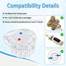 Shower Knob Fit Posi-Temp (100710) One-Handle Tub Shower Handle Kit Faucet Accessory White Knob Insert - B - View 3