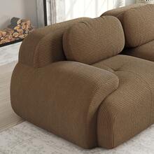 Modular Chaise Lounge Brown Made Of Corduroy For Living Room And Relaxation Area - 棕色雙人座 - 查看 7
