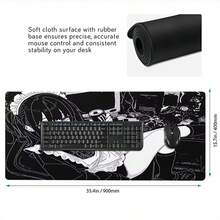 Japan Anime Girl Mousepad, Extra Large Desk Mat, Office Pc Computer Accessories Mouse Pad, Gaming XXL Keyboard Mat, Non-Slip Desk Mat, For Home And Office, Black White Extended Painting Mouse Mat Carpet - View 10