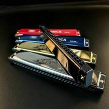 1pc Metal 24-Hole C-Key 6-Color Double-Row Harmonica, Student Gift, Early Education Children's Musical Instrument For Beginners - Black - View 7