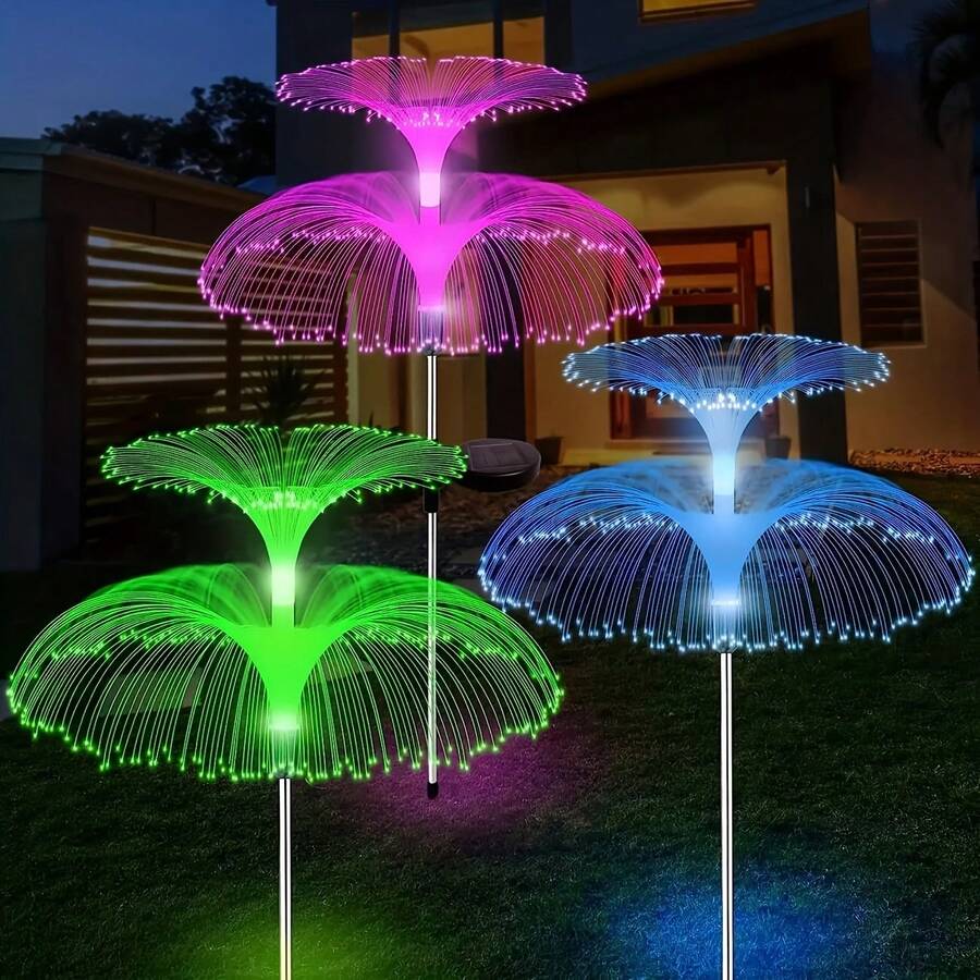 Whimsical Solar Powered Mushroom Shape LED Lights, Enchanted Forest Style Lamp, Waterproof Outdoor Decor For Lawn, Patio, Yard, Dreamy Garden Landscape Layout