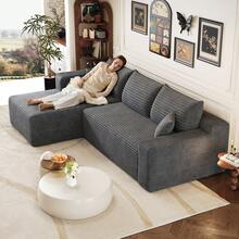 Sofa Grey Made Of Fabric For Living Room And Lounge - 深灰色三座 - 查看 3