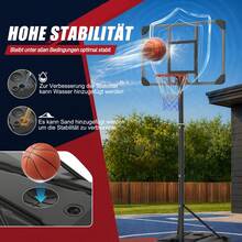 Basketballkorb höhenverstellbar 150–260 cm, Basketballständer mit Rollen für Garten Outdoor - Schwarz - Übersicht 3