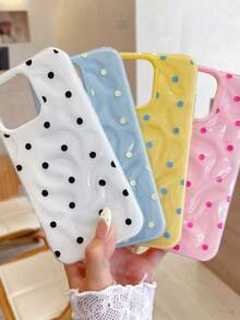 Minimalist Dopamine Polka Dot Cross-Border Applicable Apple 16 Pro Max Phone Case 15 Soft Protective Cover - Blue - View 3