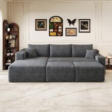 Sofa Grey Made Of Fabric For Living Room And Lounge - 深灰色 5 座 - 查看 5