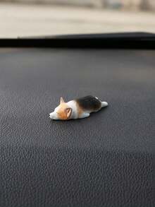 Cute Mini Corgi Car Dashboard Ornament, Realistic Resin Sleeping Puppy Figurine, Fun Creative Car Interior Decor Accessory, Suitable For Decorating Car Center Console - A - View 3