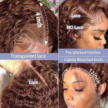 Smilegirl 99J Burgundy Wig Human Hair Curly 13X6 Hd Transparent Lace Frontal Wig Preplucked Red Colored Deep Wave Lace Front Wigs Human Hair Wig 36 Inch 200 Density - Chocolate Brown - View 3