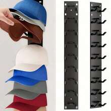 1/2/3pcs Wall-Mounted Baseball Cap Storage Rack - Strong Adhesive Hooks, Holds Up To 10 Caps At Once, Suitable For Door Panels And Cabinets, Hat Hanging Display Rack, Accessory Box, Black And White, Halloween Gift, Christmas Gift - Multicolor - View 6