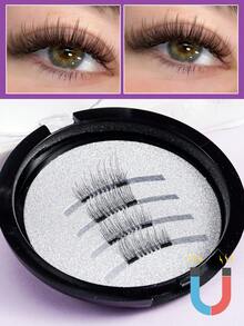 1 Pair Magnetic False Eyelashes, Soft Fur Material, Portable Storage Box - View 1