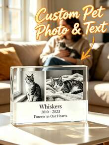 Customized Personalized Acrylic Photo Frame Desktop Photo Frame Gift, Rectangular Photo Frame, Birthday Gift, Pet Gift, Personalized Cat, Dog Memorial Gift, Acrylic Pet Memorial Plaque, Personalized Photo Keepsake, Condolence Decor For Cat And Dog Lovers, Holiday Gift - Multicolor - View 1