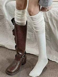1/4 Pairs Women's Over-The-Knee Socks, Spring/Autumn/All-Season Long Socks, Maternity High-Tube Socks, Non-Slip And Non-Constricting - Multicolor - View 8