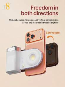 D8 Magnetic Flashlight Photography Fill Light, 2-In-1 Flash And Fill Light Design, 2500K/6500K/9900K Adjustable Color Temperature, Remote Shooting Control, Portable Pocket LED Camera Light, Suitable For Selfie, Vlog, Portrait Photography, Live Streaming, Outdoor Travel, Phone And Camera Photography Accessories - Multicolor - View 7