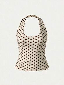 Solid Color Backless Slim Fit Spaghetti Strap Tank Top, Casual Blouses For Women, Summer Tops, Vacation Outfits For Women - Apricot - View 6