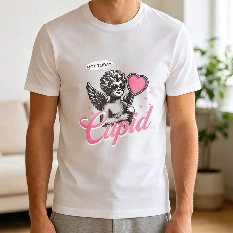 Line Art Urban Graffiti Unisex Loose Cotton T-Shirt, Simple Sketch Spray Print Tee, Minimal Art Lover Casual Daily Top - White - View 1