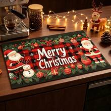 1pc Christmas Santa Style Dish Drying Mat, Coffee Machine Mat, Absorbent Quick-Drying Table Protector, Dining Table Bar Counter Holiday Decor Mat, Practical Christmas Kitchen Supplies, Home Gift, Desktop Decoration - XYLSD-913 - View 3