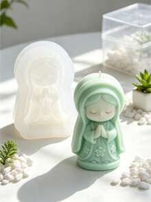 1pc Q-Version Praying Girl Scented Candle Silicone Mold, DIY Handmade Soy Wax Fragrance Decor, Plaster, Drip Glue, Resin Craft, High Temperature Resistant Mold - Praying Girl Mold - View 6