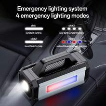 Alat Jump Starter Mobil dengan Kompresor Udara, Booster Aki Darurat Portabel 4-in-1 & Pompa Ban, Layar Digital, Power Bank, Lampu Senter LED untuk Mobil, SUV & Sepeda Motor, 14.8V 2500mAh - Wireless - View 6