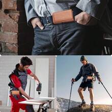 7.0 Inch Solid Color Flip Cover Belt Clip Phone Waist Bag, New Design With Magnetic Buckle Multi-Function Waist Bag - Brown - View 4