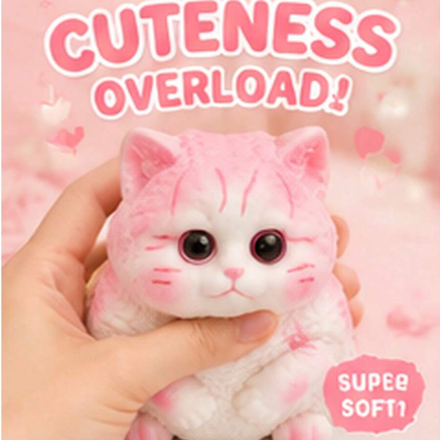 somoving Juguete antiestrés suave de gatito, accesorio fidget con temática animal adorable, dulce adorno de escritorio, maravilloso regalo de cumpleaños, vuelta a clases, Halloween & fiesta animada para jóvenes
