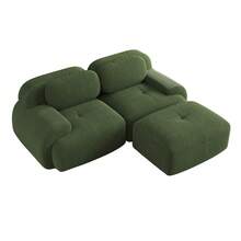 Modular Green Sofa - Corduroy Fabric Modular Sofa No Assembly For Living Room And Lounge - 綠色 2 人座 - 查看 5