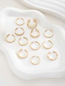 12pcs Simple Fashion Geometric Toe Ring Set, Foot Jewelry For Women, Summer Beach Vacation, Date, Gift, Daily Casual, Party Matching - Gold - View 3