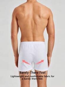 Norcotton 1pc Men's Front Button Boxer Briefs, Solid Color Loose Fit Lounge Shorts - White - View 2
