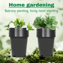 10-Pack 2-Gallon Black Round Flower Pots With Drainage – Perfect For Seedlings, Cuttings, Succulents, And Germination, Reusable For Patio, Lawn, Garden, Indoors And Outdoors. - 黑色 - 查看 5