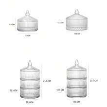 3‑Tier/1-Tier Stackable Glass Candy Jar, Decorative Storage Canister With Lid, Decorative Jar,Kitchen Organizer,Multi‑Layer Divided Snack Container For Sweets Nuts Cookie Home Kitchen Countertop,Two Color Options - Clear - View 6