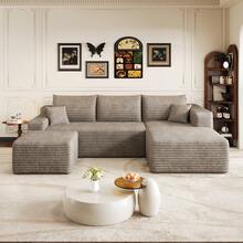 Camel 4 Seat Sofa - Modern L Shape Fabric Sofa For Living Room - 駱駝色 4 人座 - 查看 4