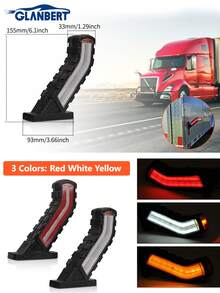 GLANBERT 2pcs Truck Waist Lights LED Flowing 3-Color Trailer Lights 12V/24V Flowing Light T-Shaped Water Ripple Waist Light LED Light Arm Guide Waist Light Engineering Vehicle Truck Double-Sided Side Lights - Truck Side Marker Lights - View 10