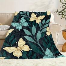 Soft Butterfly Leaf Fleece Throw Luxury Tapestry Style Decorative Throw – Lightweight Travel Essential - Multicolor - View 1