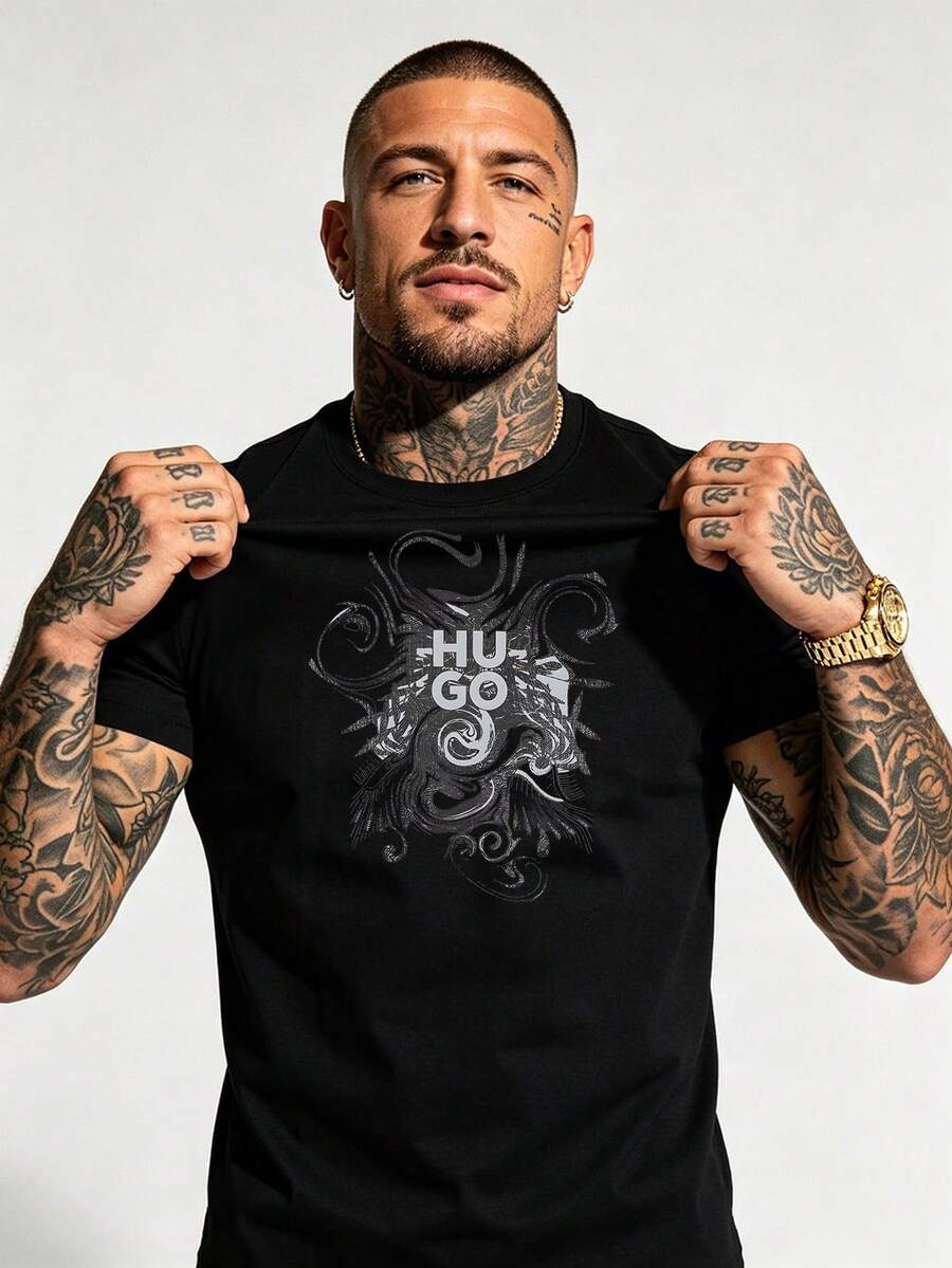 Men T-Shirts - 黑色 - 查看 1